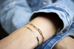 Elegant 18K Solid Gold Beaded Bracelet - Adjustable Minimalist Chain Jewelry.