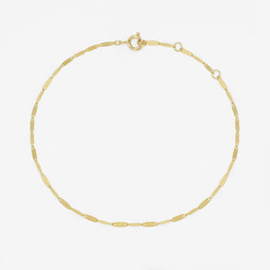 Dainty 14K Solid Gold Adjustable Flat Chain Bracelet - Perfect for Everyday Wear!.