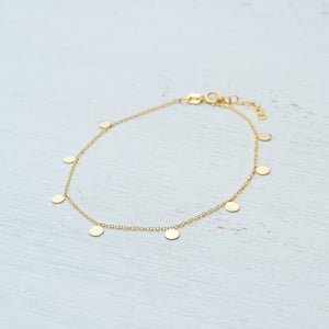 Solid Gold Disc Bracelet, Minimalist Coin Jewelry, Dainty Layering Bracelet / B07
