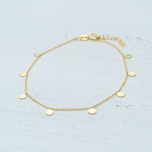 Solid Gold Disc Bracelet, Minimalist Coin Jewelry, Dainty Layering Bracelet / B07
