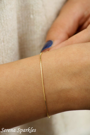 10K Solid Gold Box Chain Bracelet, Box Gold Chain Bracelet, Dainty Gold Bracelet, Layering Gold Bracelet, Stackable Gold Bracelet for Women