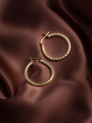 Elevate Your Style with Textured Chunky Gold Hoop Earrings - Perfect Gift in 14K Gold or Sterling Silver.