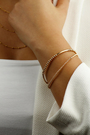 Dainty 14K Gold Filled Beaded Bracelet - Tarnish Resistant Thin Stacking Jewelry.