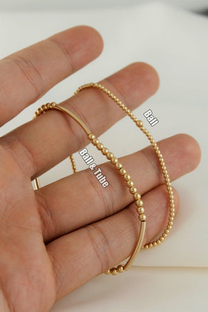 Dainty 14K Gold Filled Beaded Bracelet - Tarnish Resistant Thin Stacking Jewelry.