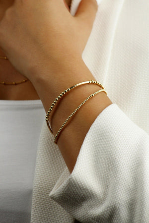 Dainty 14K Gold Filled Beaded Bracelet - Tarnish Resistant Thin Stacking Jewelry.