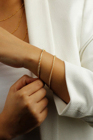 Dainty 14K Gold Filled Beaded Bracelet - Tarnish Resistant Thin Stacking Jewelry.