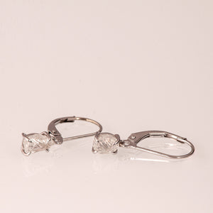 Raw Diamond Earrings, Rough Diamond Drop Earrings, Raw Diamond Dangling Earrings