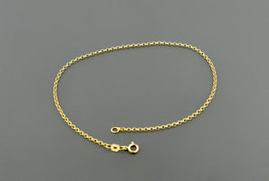 14K YELLOW GOLD ANKLET | 1.9MM Wide | round Rolo Link 9 Inch Anklet | Spring Ring Clasp | Free Shipping 1-Day | Gift Box Included