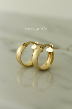 14K Solid Gold Thick Hoops, Real Gold Hoop Earrings, Everyday Minimalist Hoop Earrings, Gold Thick Hoops, Chunky Gold Hoops, 10Mm Gold Hoops