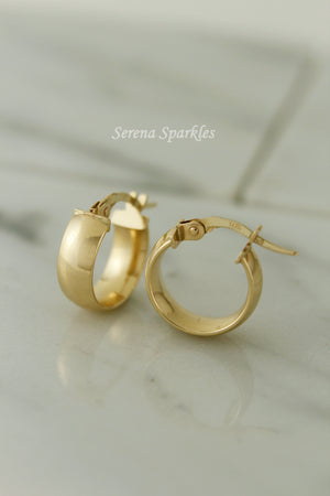 14K Solid Gold Thick Hoops, Real Gold Hoop Earrings, Everyday Minimalist Hoop Earrings, Gold Thick Hoops, Chunky Gold Hoops, 10Mm Gold Hoops