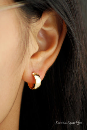 14K Solid Gold Thick Hoops, Real Gold Hoop Earrings, Everyday Minimalist Hoop Earrings, Gold Thick Hoops, Chunky Gold Hoops, 10Mm Gold Hoops