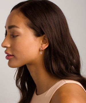 Diamond Drop Gold Huggie Hoop Earrings - Gift for Women