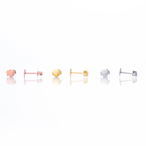 Dainty 925 Sterling Silver & 14K Gold Small Heart Stud Earrings - Perfect Gift of Luck!.