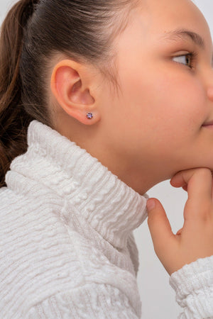 Personalized 925 Sterling Silver Birthstone Stud Earrings for Kids and Babies.