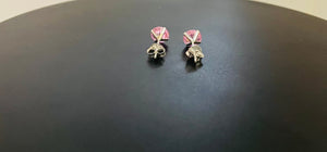 925 Sterling Silver Pink Earrings Studs round One Pair Fast Shipping