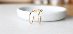 Stunning Handmade Solid Gold Hammered Hoop Earrings - Choose 9K, 14K, or 18K in Yellow, Rose, or White Gold - Available in 10mm or 12mm - Single or Pair Options.