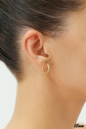 Stunning 14K Yellow Gold Diamond-Cut Hand Engraved "X-Pattern" Round Hoop Earrings - Available in Small, Medium, and Large by TILO Jewelry.