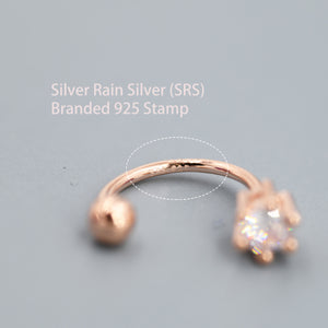 Huggie Hoop Earrings (2Pc) with Screw Back in Sterling Silver, Sparkly CZ Crystals (Lab Diamond), Curved Barbell Earrings