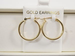 Elegant 10K Yellow Gold Polished 2mm Hoop Earrings for Women.