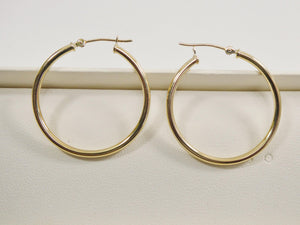 Elegant 10K Yellow Gold Polished 2mm Hoop Earrings for Women.