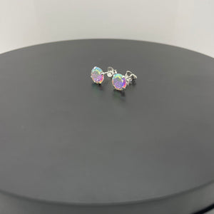 Sterling Silver Aurora Borealis Stud Earrings, Cubic Zirconia
