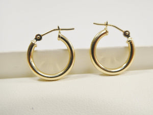 Elegant 10K Yellow Gold Polished 2mm Hoop Earrings for Women.