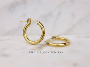 Elegant 18K Gold Filled Minimalist Hoop Earrings - Perfect Everyday Gift for Her.