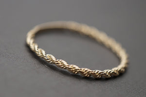 10K Solid Yellow Gold 1.6MM Dainty Rope Trim Band Ring.