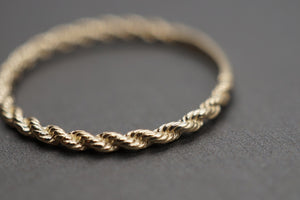 10K Solid Yellow Gold 1.6MM Dainty Rope Trim Band Ring.