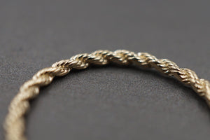 10K Solid Yellow Gold 1.6MM Dainty Rope Trim Band Ring.