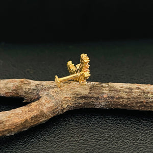 14K Gold Diamond Flower Ear Climber Earrings