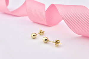 Elegant 14K Solid Gold Ball Stud Earrings - Timeless Minimalist Design for Everyday Wear.