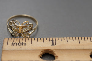 10K Solid Yellow Gold 0.45" Diamond Cut Butterfly Band Ring.