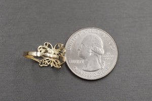 10K Solid Yellow Gold 0.45" Diamond Cut Butterfly Band Ring.