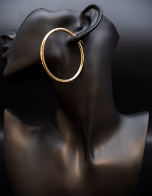 Real 10K Yellow Gold Hoop Earrings 2Mm, 3Mm, 4Mm Thickness, 15Mm-70Mm Gold Hoop Earrings
