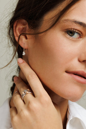 Raw Diamond Earrings, Rough Diamond Drop Earrings, Raw Diamond Dangling Earrings