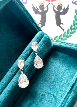 3 Carat Mini Dainty Pear Diamond Drop Dangle Earrings Exquisite ART DECO Style S925/14K18K GOLD