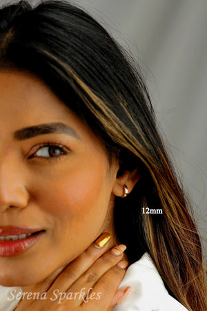 Dainty 10K Solid Gold Minimalist Huggie Hoop Earrings for Everyday Wear.
