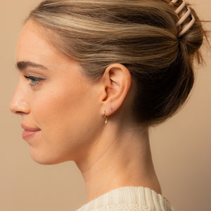 Dangling Hoop Earrings by Caitlyn Minimalist • Diamond Drop Charm Earrings • Gold Huggie Hoops • Dainty Jewelry • Gifts for Her • ER313