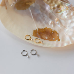 Dainty Pearl Hoop Earrings by Caitlyn Minimalist • Dangle Drop Huggie Earrings • Minimalist Pearl Jewelry • Gift for Mom • ER315