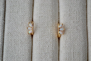 14K Gold Filled White Opal Marquise Huggie Hoop Earrings – Dreamy Gemstone Hoops for Birthdays & Everyday Luxe.