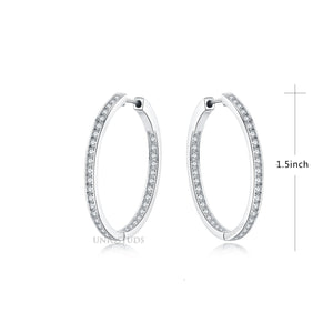 2 Ct Diamond Hoop Earrings, Women'S Earrings, Everyday Earrings, Huggies with round Diamonds, Hoop Earrings with Safety Lock