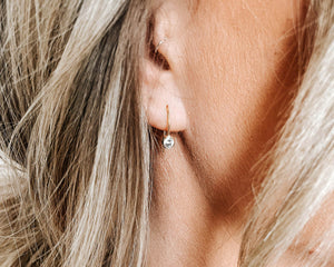 Dainty CZ Drop Earrings • Gold Dangle Earrings • CZ Dangle Earrings • Tiny Gold Earrings • Dainty Earrings