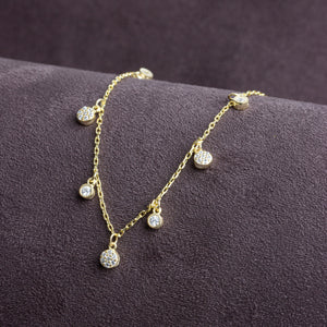 Silver Dangling CZ Diamonds Necklace in 18K Gold, Minimalist Diamond Drop Station Necklace, Layering Diamonds Necklace, Jewelry for Women