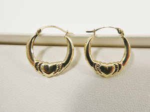 Elegant 14K Solid Gold Heart Hoop Earrings - Dainty Small Yellow Gold Hoops for Women.