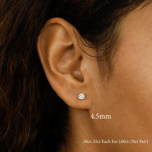 Stunning 14K Gold Natural Diamond Solitaire Stud Earring with Secure Screw Back.