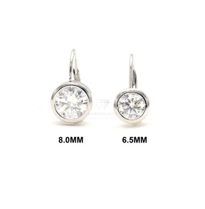 Moissanite Bezel Set Dangle Earrings, 925 Sterling Silver