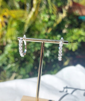 Moissanite Hoop Earrings, 925 Sterling Silver U Shape Huggies
