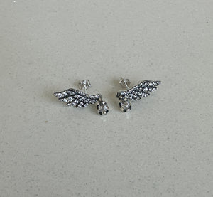 Pandora Silver 925S ALE Dangling Angel Wings Stud Earrings Free Gift Box