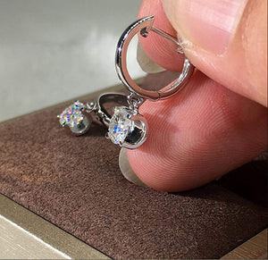 1.00 Carat round Lab Grown Diamond Drop Earrings, 14K Gold Huggie Dangles Earrings, Solitaire Drop Earrings for Women, Huggie Hoop Earring